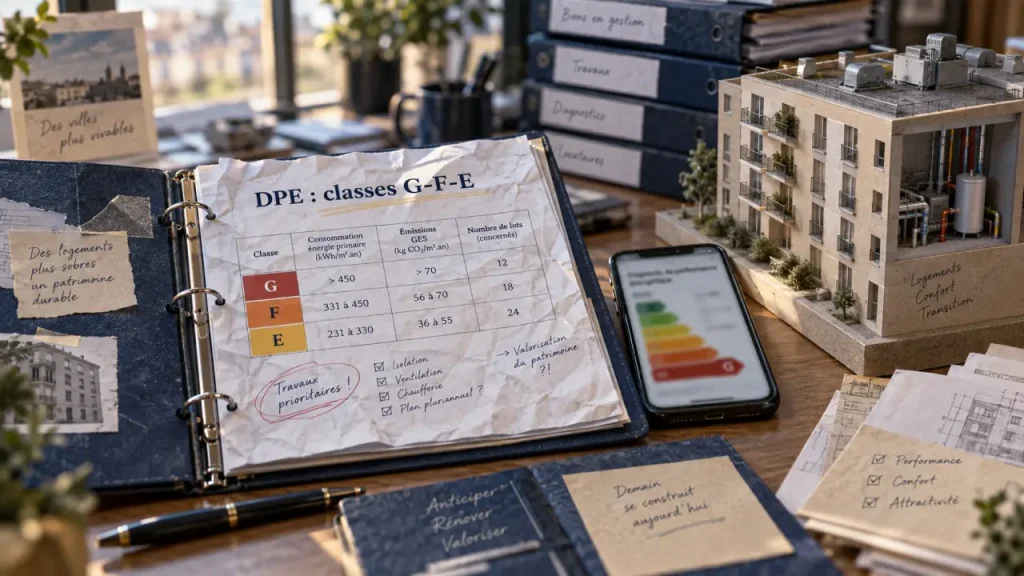 DPE logement social assouplissement : bureau bailleur, classes G-F-E
