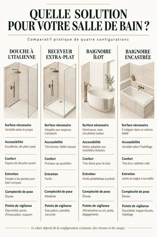 Comparaison des solutions d’aménagement d’une salle de bain moderne 2025 entre douche et baignoire