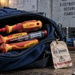 Outillage electricien avec tournevis 1000V et testeur de tension en mallette