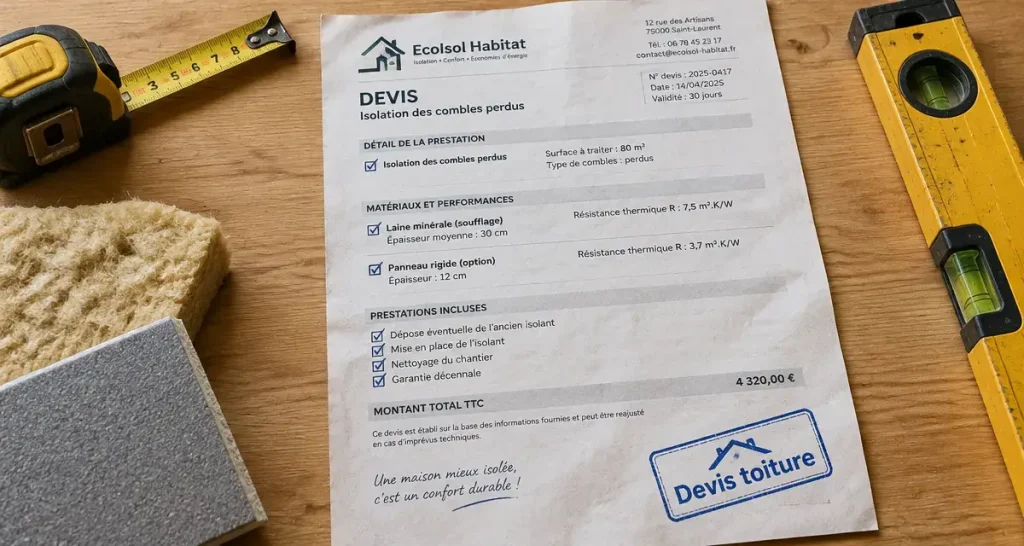 Devis d’isolation de toiture : vérifiez ces postes avant de comparer les prix