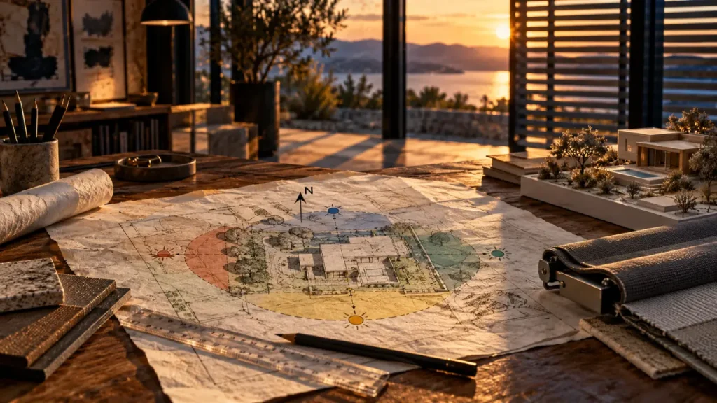 La meilleure orientation d’une maison dépend des pièces, du climat et des protections solaires